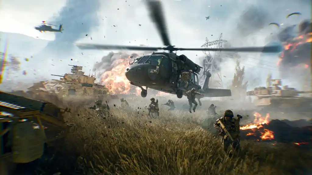 Cena do helicóptero do Battlefield 6