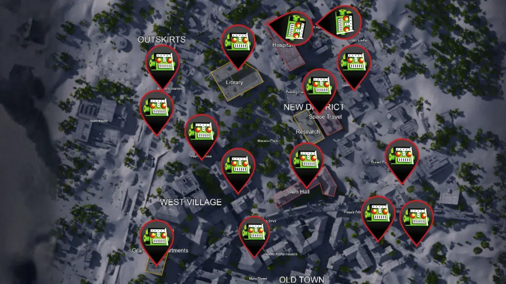 Locais de caixas de armas em Buried City