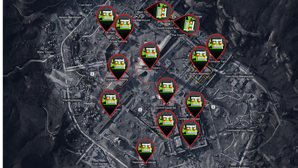 Localização de caixas de armas no espaçoporto