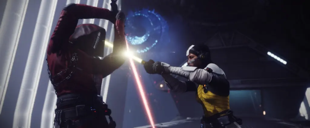 Aunor e Dredgen Bale travam sabres de luz durante a campanha Destiny 2 Renegades.
