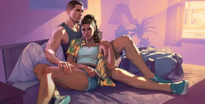 Pôster de GTA 6 – Jason e Lucia na cama