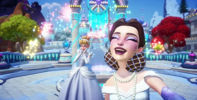 Tirando uma foto com a Cinderela no Disney Dreamlight Valley