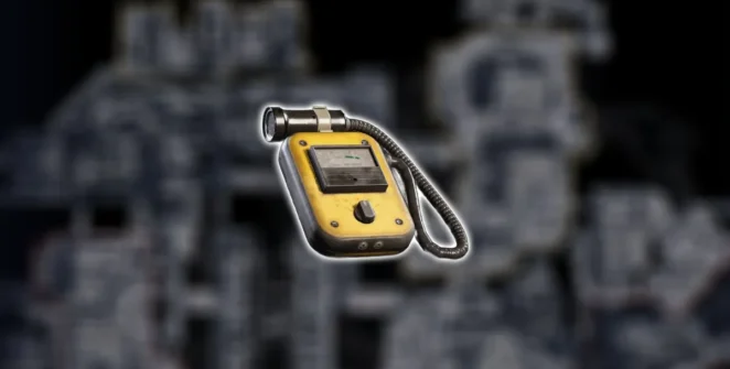 Um contador Geiger sobreposto a uma renderização 3D do mapa Stella Montis em ARC Raiders.
