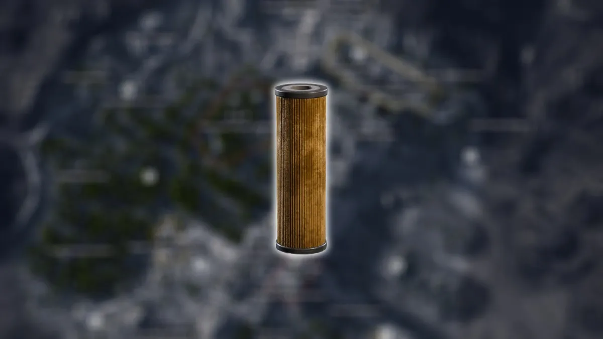 Filtro de água em ARC Raiders sobreposto a uma renderização 3D do mapa dos campos de batalha de Dam.