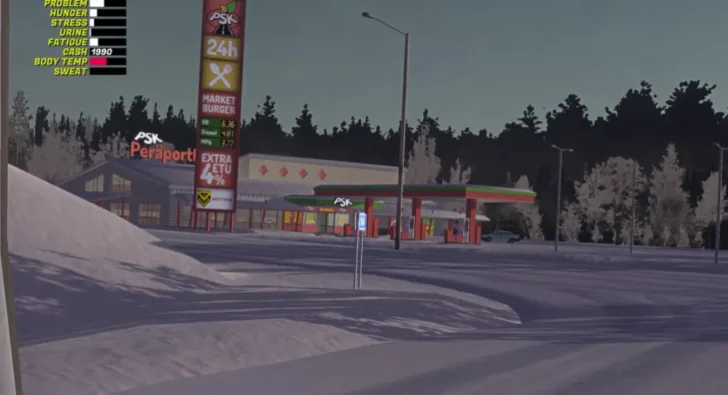Posto de gasolina no meu carro de inverno
