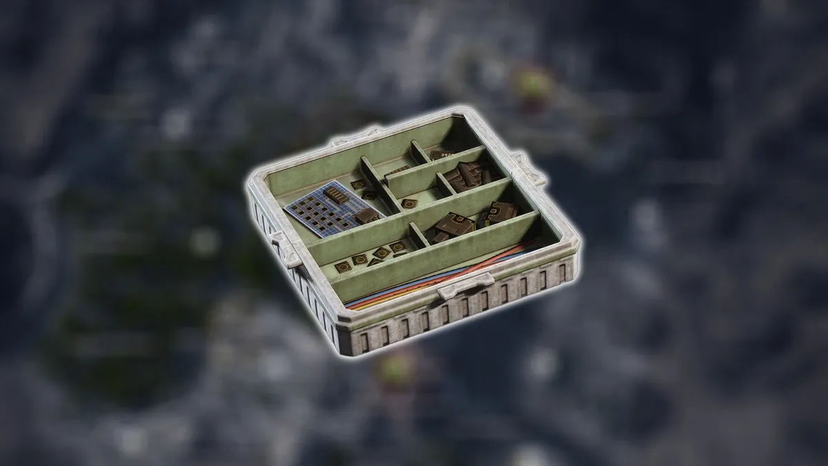 Componentes elétricos avançados sobrepostos a um mapa dos campos de batalha Dam em ARC Raiders.