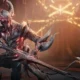 Uriel, o Devil Warframe, segura uma baioneta Vinquibus.