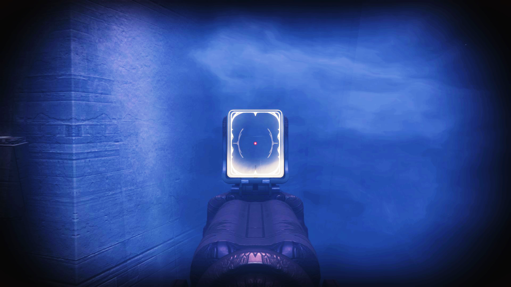 Uma foto superexposta de um guardião mirando em uma saliência difícil de ver em Fogo e Gelo em Destiny 2.