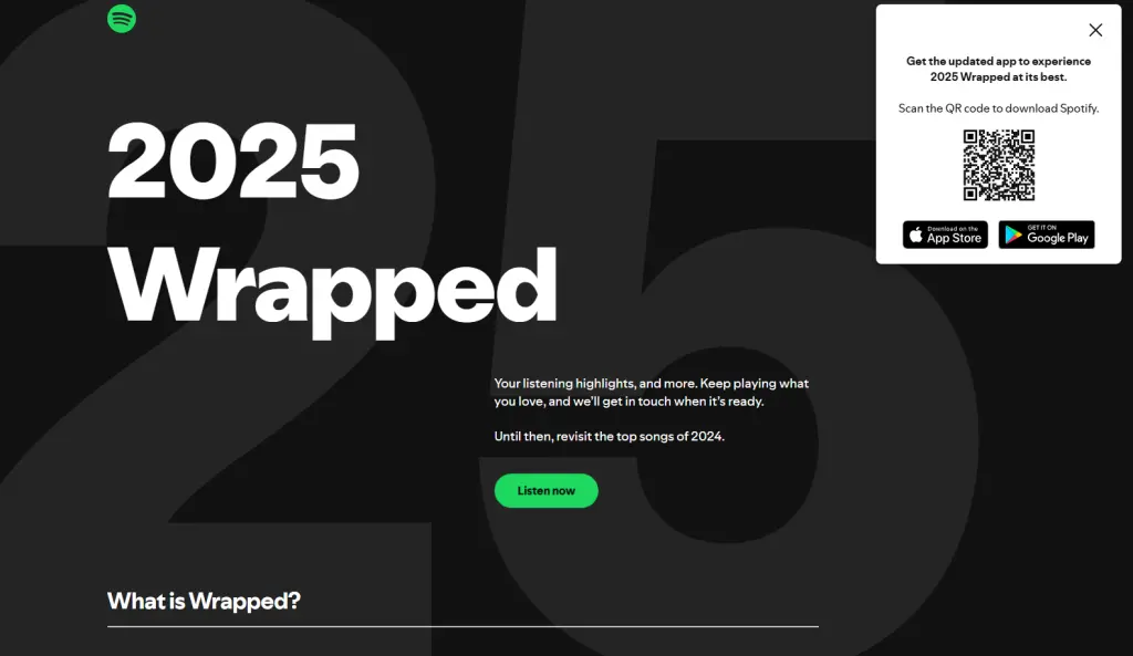 Tela inicial do Spotify Wrapped 2025