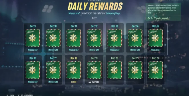 Recompensas Diárias no evento Unboxing Days na UFL