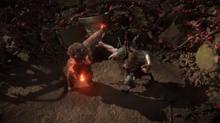 O Druida se transformou em um Urso lutando contra um estranho monstro híbrido no Path of Exile 2.
