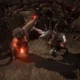 O Druida se transformou em um Urso lutando contra um estranho monstro híbrido no Path of Exile 2.