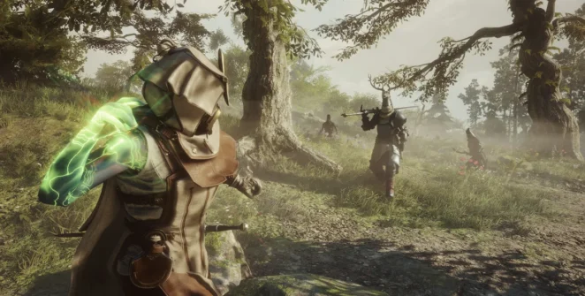 Jogadores lutando contra inimigos em Soulframe