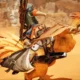 Seikret usando a skin Chocobo em Monster Hunter Wilds