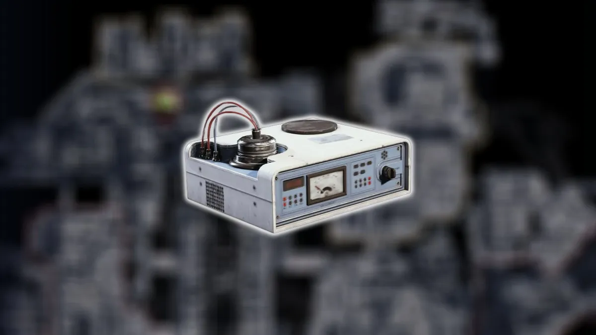 O item Ion Sputter sobreposto a uma renderização 3D parcial de Stella Montis em ARC Raiders.