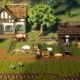 Uma captura de tela do rancho mostrando um celeiro e um pasto de animais no Octopath Traveler 0