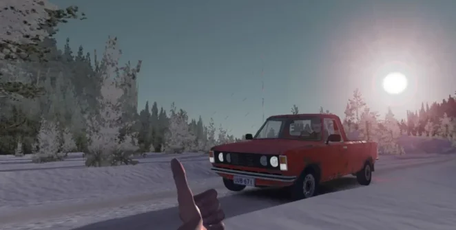 O jogador faz sinal de positivo para um motorista NPC em My Winter Car.