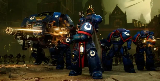 Ultramarinos entrando em combate em Total War: Warhammer 40.000.