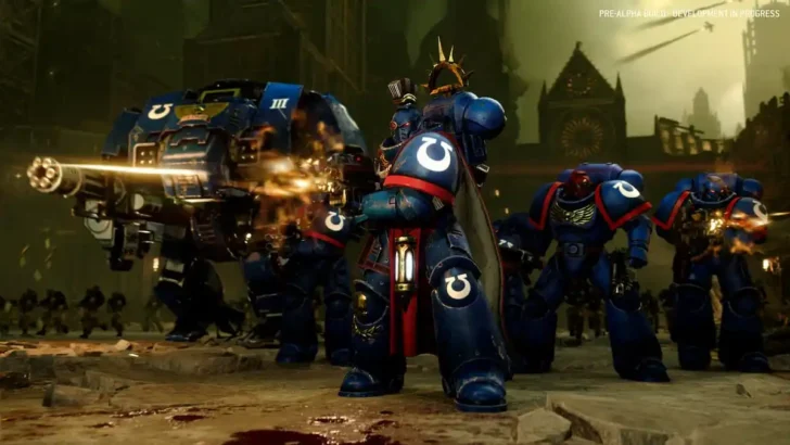 Ultramarinos entrando em combate em Total War: Warhammer 40.000.