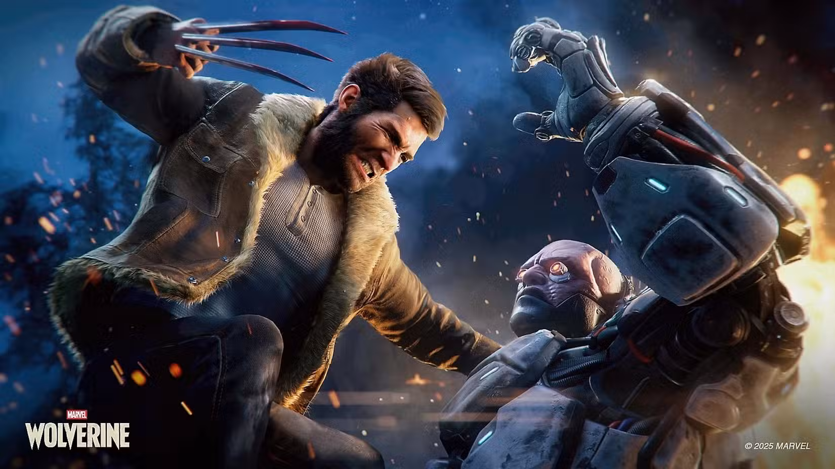 Wolverine aponta suas garras para um sentinela em Marvels Wolverine