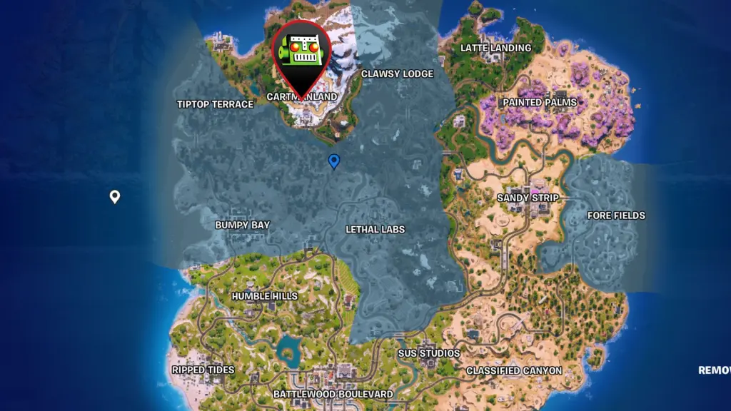 Localização do Chaosblast em Fortnite