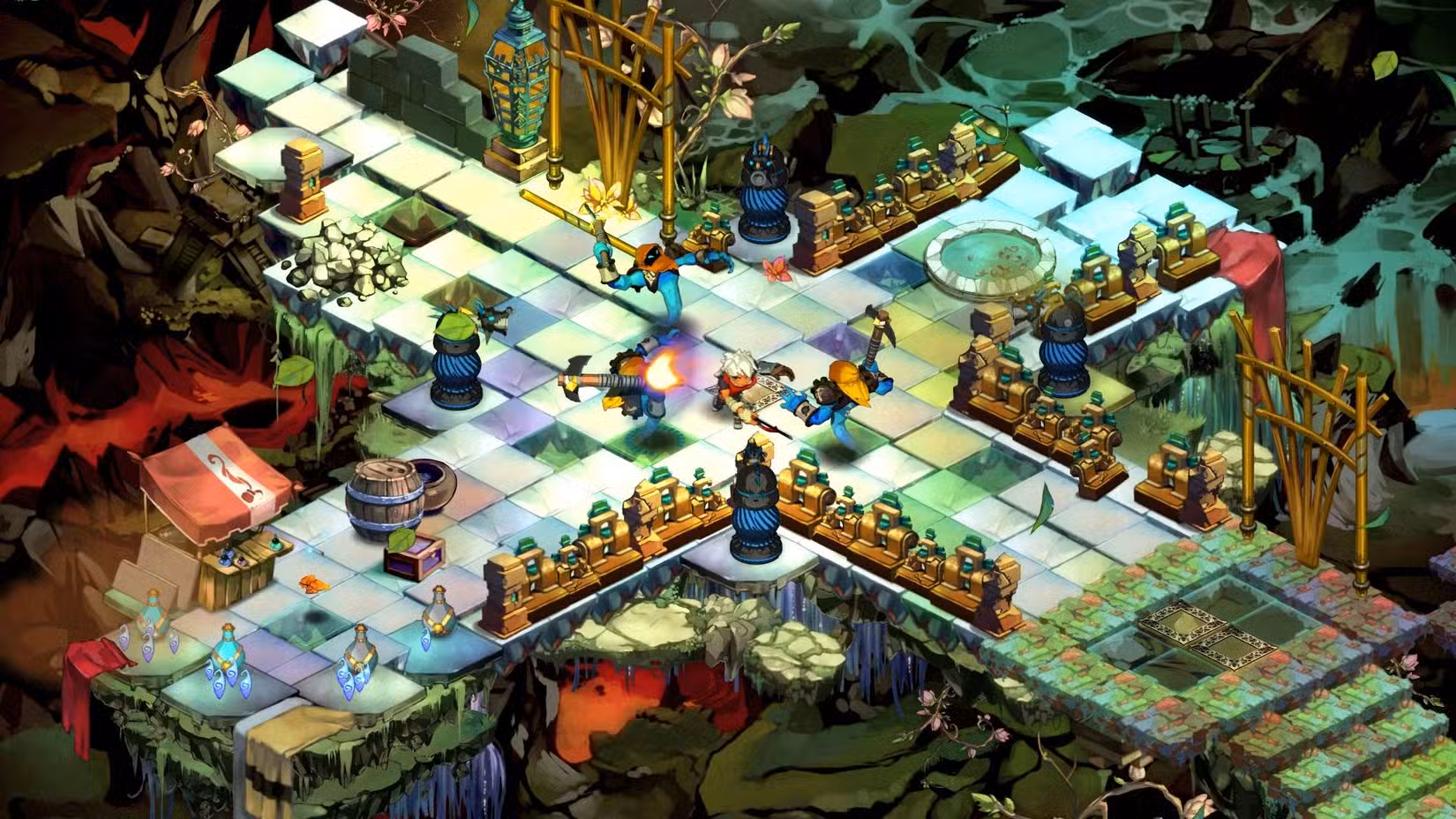 O menino ataca inimigos em Bastion