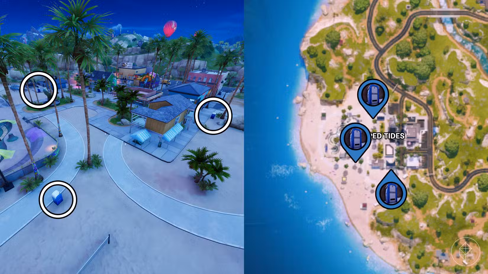 Flushers encontrados em Ripped Tides em Fortnite.