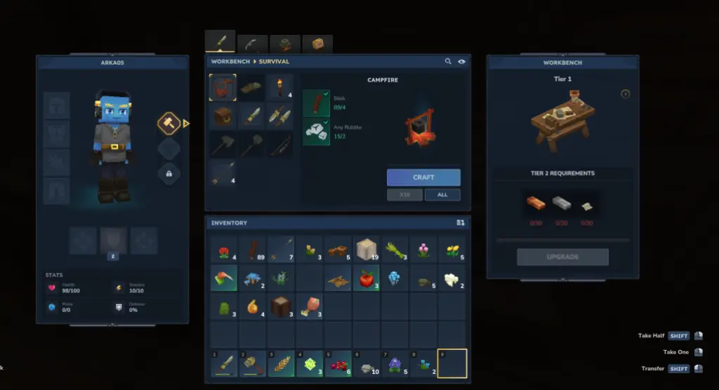 Receita de bancada em Hytale