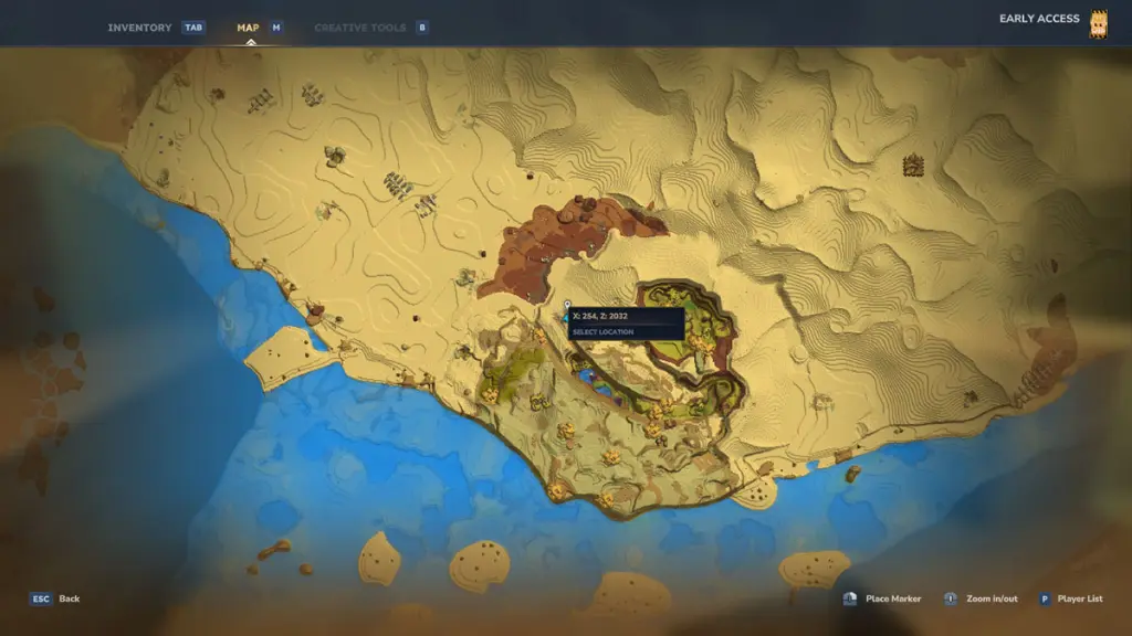 A localização de uma veia de tório em Hytale.