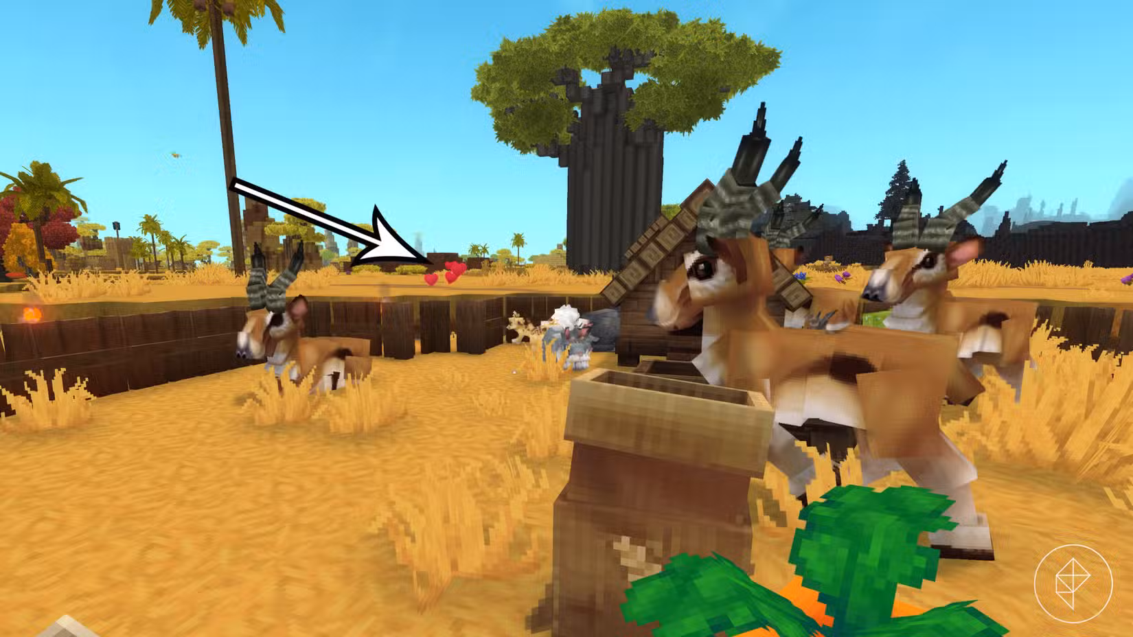 Corações aparecem conforme os animais são domesticados em Hytale.