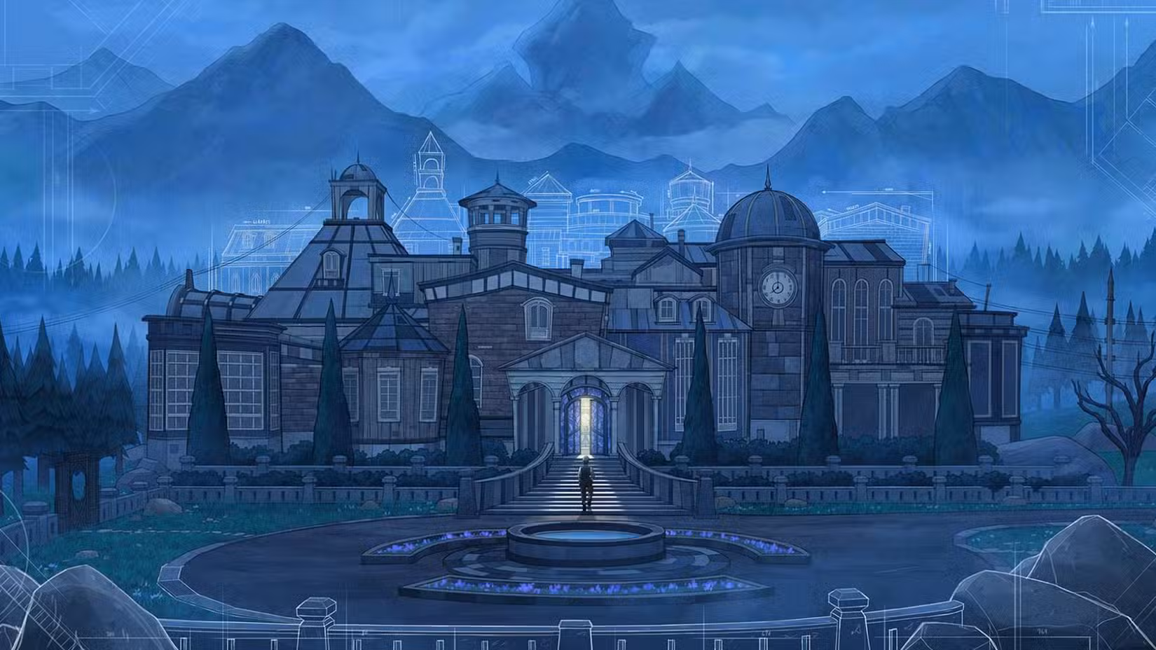 O príncipe caminha em direção à mansão em Blue Prince, o rei dos melhores jogos de 2025