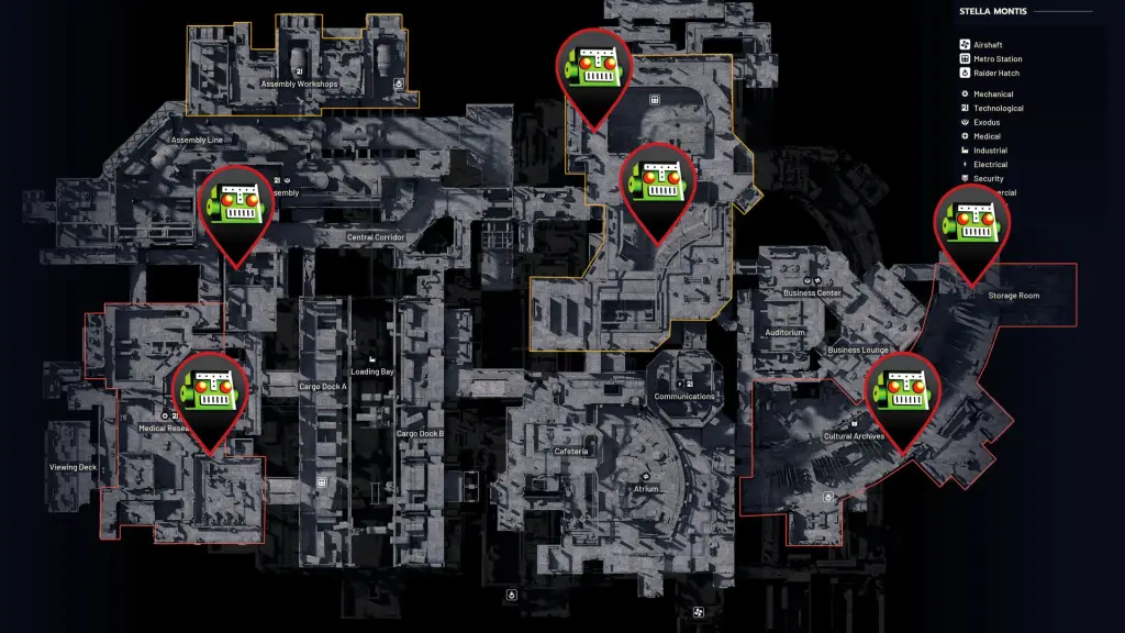 Locais do triturador em Stella Montis em ARC Raiders