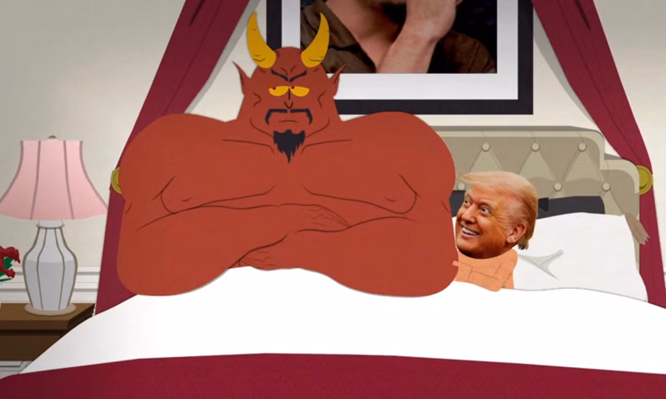 Presidente Trump namora Satanás na cama em South Park