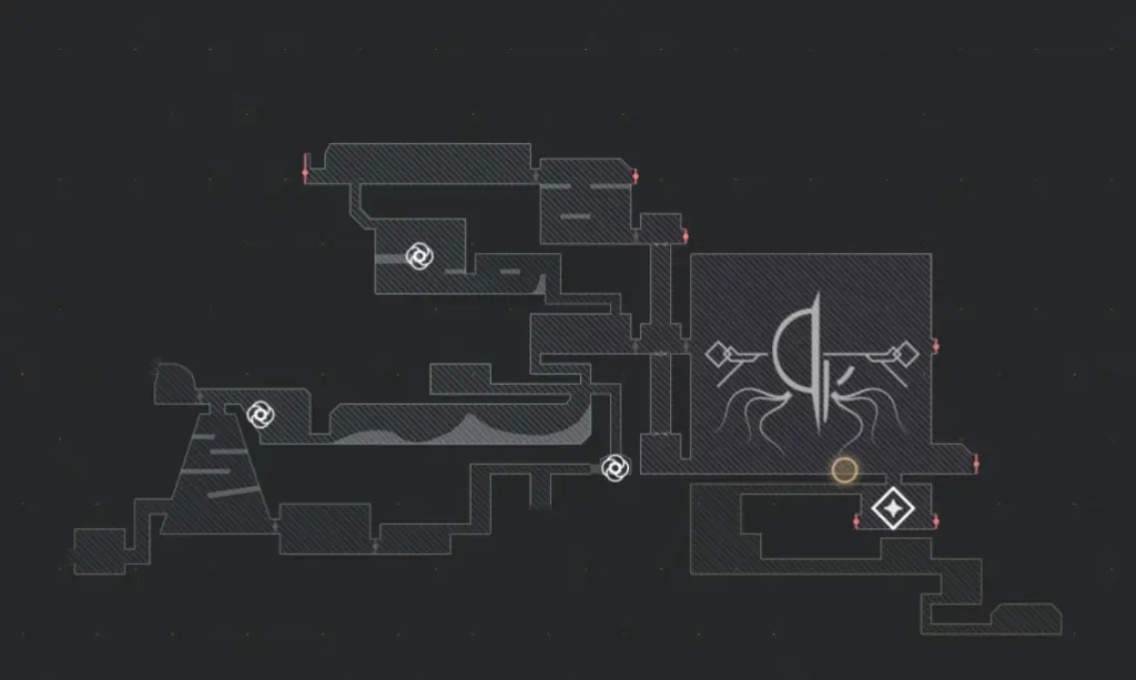 Um mapa contra um fundo cinza em MIO: Memories in Orbit