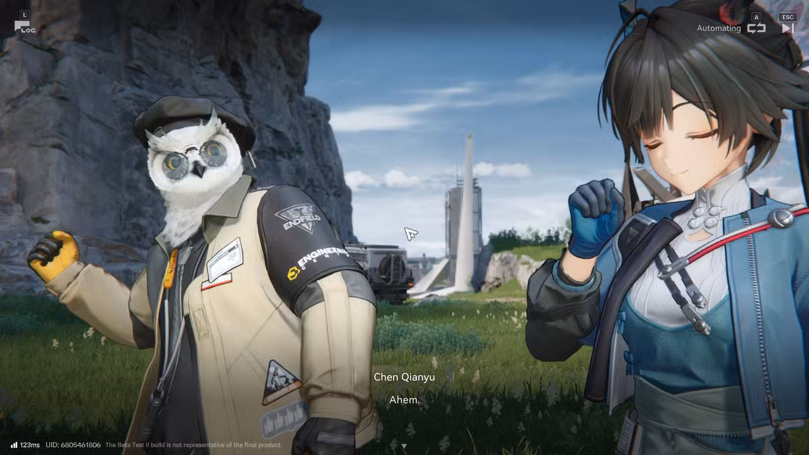 Uma captura de tela de Arknights Endfield mostrando dois personagens