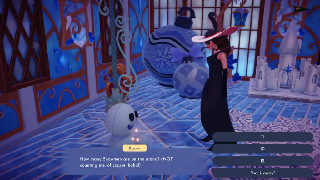 Respondendo ao boneco de neve no Disney Dreamlight Valley