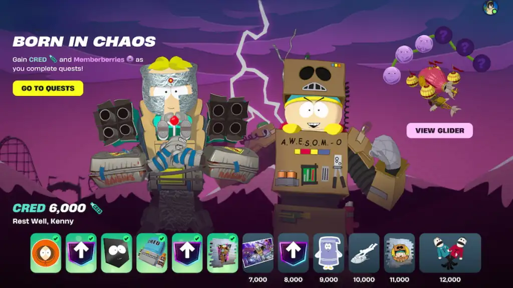 Nascido no caos, recompensas da missão em fortntie