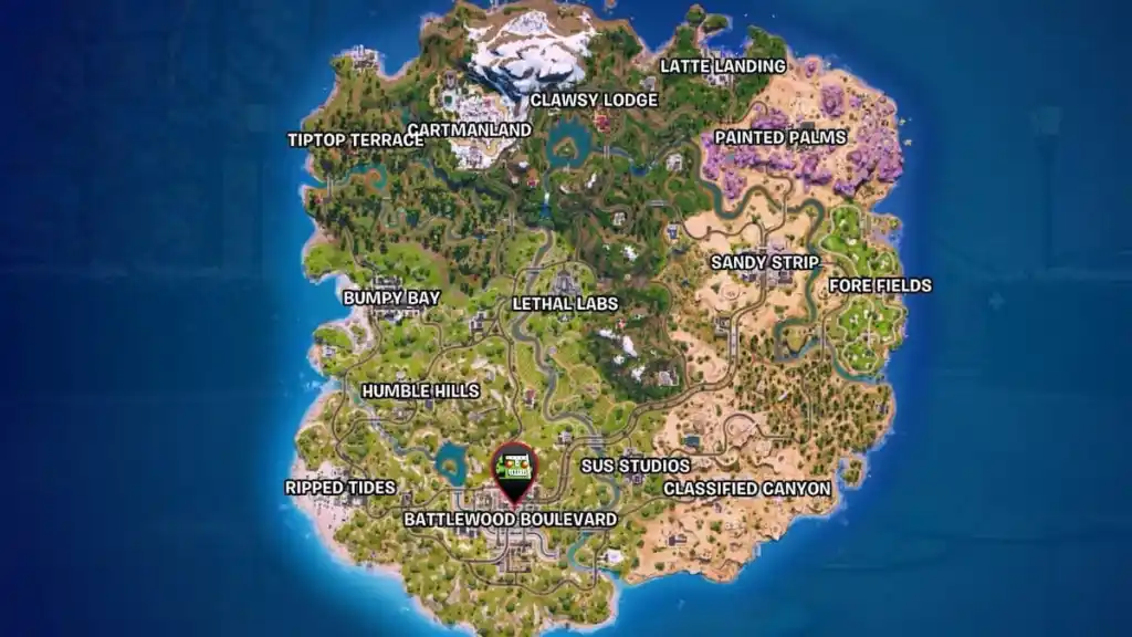 localização do mapa do ovo de páscoa chappell roan em fortnite
