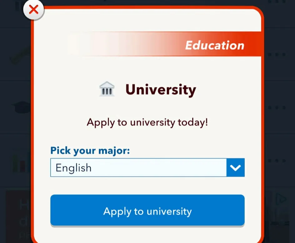 matriculando-se na universidade em bitlife