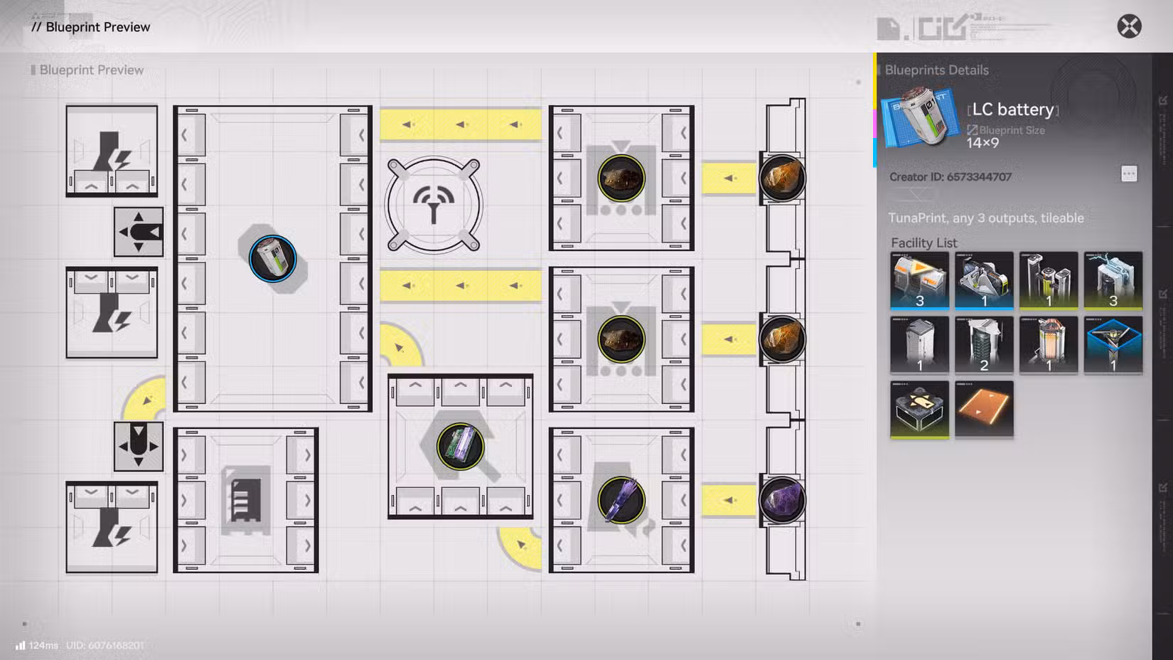 Uma captura de tela de Arknights: Endfield mostrando o projeto da bateria LC