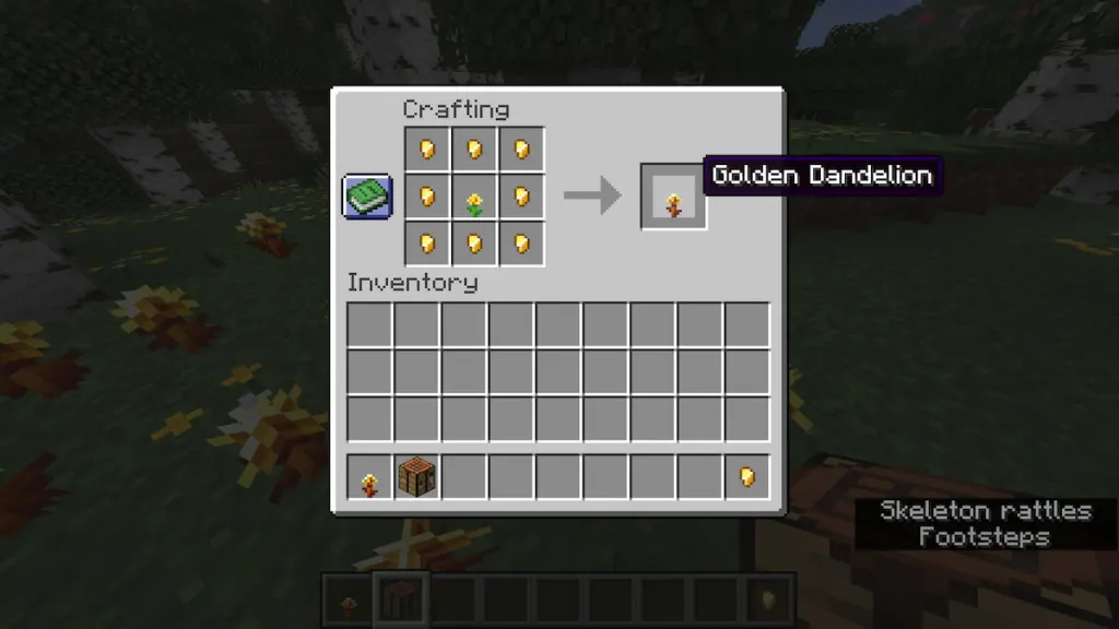 Criando dente-de-leão dourado no minecraft