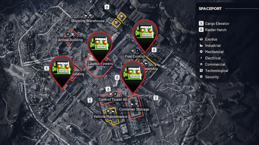 Localização do bombardeiro no espaçoporto