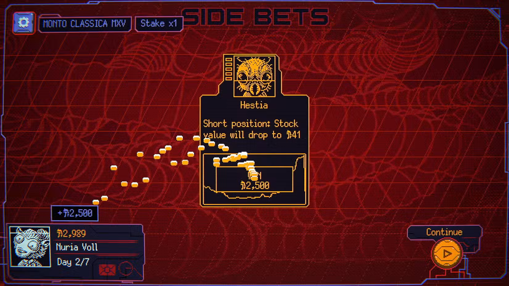 Uma aposta paralela aparece na tela do Space Warlord Baby Trading Simulator.