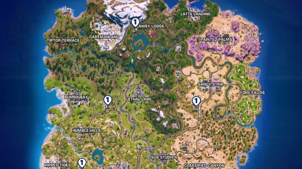 Postos de gasolina no mapa em fortnite