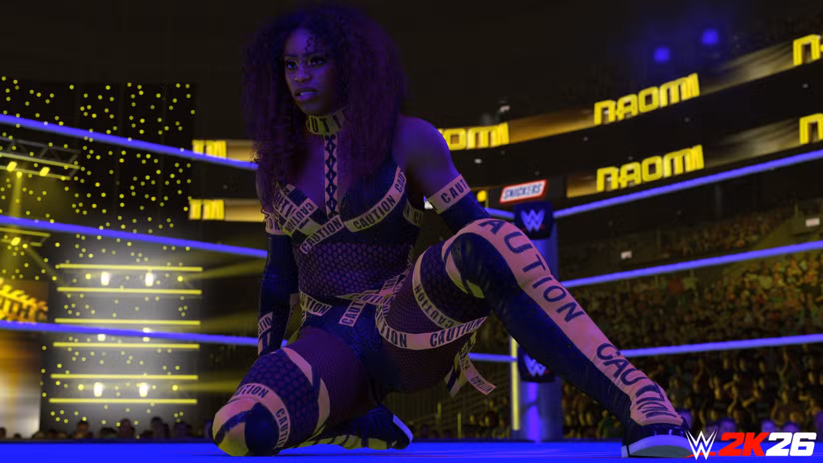 Naomi indo para o ringue no WWE 2K26.