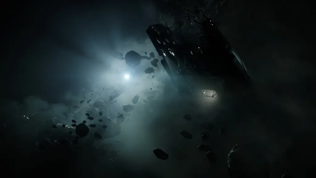 O Glykon, uma nave da Cabala na escuridão do espaço sideral.