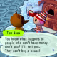 Tom Nook dizendo ao jogador que você não pode comprar uma casa sem dinheiro em Animal Crossing