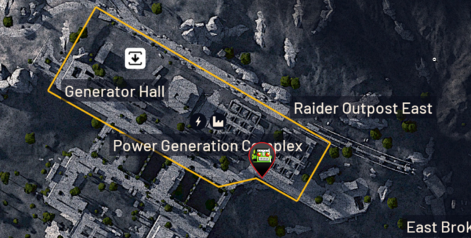 Um alfinete mostrando a localização da Power Rod Room em ARC Raiders.