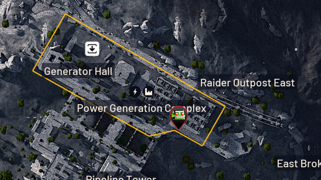 Um alfinete mostrando a localização da Power Rod Room em ARC Raiders.