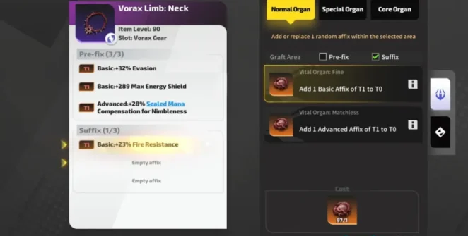 Enxerto de engrenagem em Torchlight Infinite